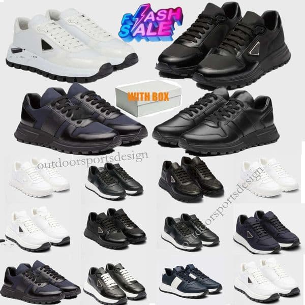Designer casual shoes Prax 01 sneakers leather nylon mesh luxury men's skateboarding shoes outdoor sports platform running shoes black and white 37-46