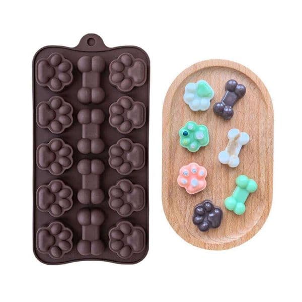 Valentine's Day 1pc 14 cavity cat claw bone shaped silicone mold, suitable for chocolate cookies, candies, jellies, and ice trays 26Y0115