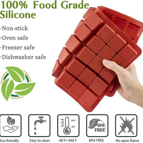 Valentine's Day Square Chocolate Mold,40Cavities Silicone Mold for Chocolate,Candy,Caramel,Ice Cubes,Ganache,Gummy Whiskey Ice Cube 26H0115