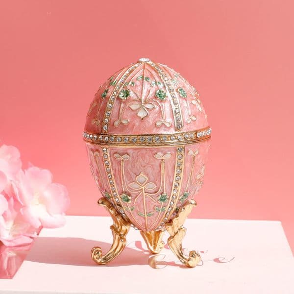 1Pc Egg Style Enamelled Jewelry Trinket box Hinged Unique Gift for Home Decor 260113BJ