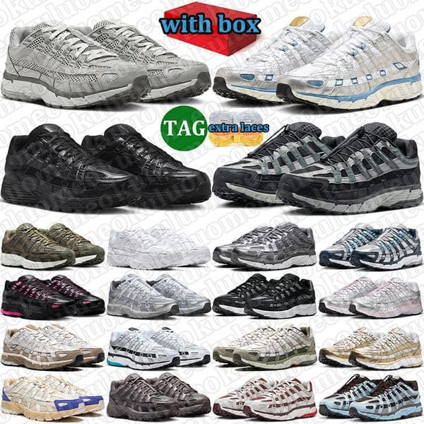 free shipping with box p6000 running shoes men women classic trainers outdoor durable sports sneakers Anthracite Smoke Grey Black White Coconut Milk