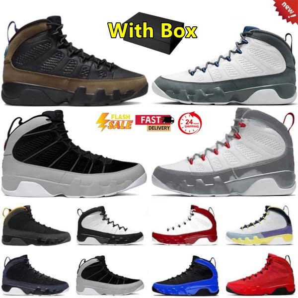 2026 with box 9 9s mens basketball shoes Cool Flint Grey Space Jam Gym Red University Blue men trainers sports sneakers sneaker
