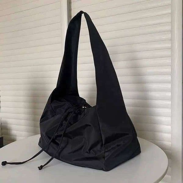 Women New Nylon Bucket Fashion Solid Zipper SOFT Shoulder Purses and Handbags Luxury Designer Black Tote Bag