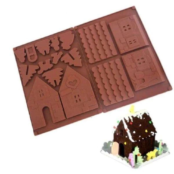 Valentine's Day 3D Christmas Chocolate Mold Gingerbread House Shape Cake Decoration Silicone Mould DIY Biscuits Cookie Stencil Bakin 26Y0115