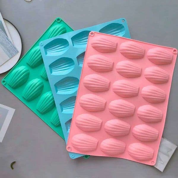 Valentine's Day 1pc 18 Cavity Madeleine Cake Mold Shell shaped Chocolate Cookie Biscuit Mould Handmade Silicone Bakeware Tools 26Y0115