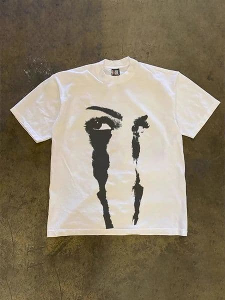 Mens T-shirt cotton heavy American print personality pattern oversizeT shirt y2k casual o collar short sleeve men and women 260114