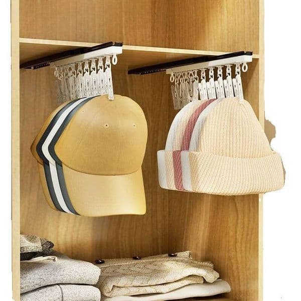 ddmyApr No-Adhesive Hook Hat Hanger Baby Wardrobe Sock Clip Punch-Free Clothes Pull-Out Storage Magic Sliding Rail Multi-Wall-Mounted thumbnail 2