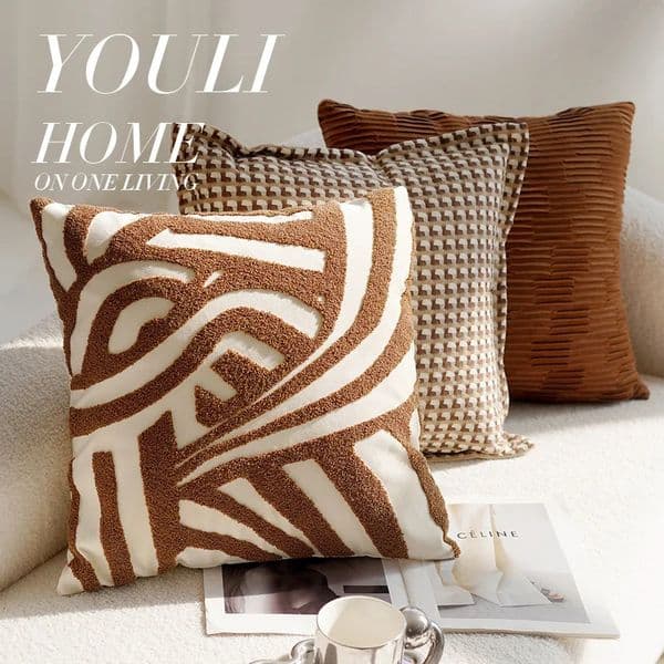 45x45CM Retro Style Knotted Throw Pillow Cover Cream Simple Stamping Waist Cushion Decor Home Decorative Pillowcase 260114
