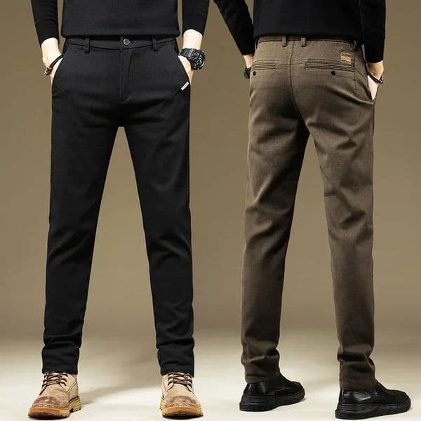 KUBRO Mens Pants Casual Cotton Solid Color Spring Autumn Straight Business Work Pants High Quality Fashion Black Grey Trousers 260114