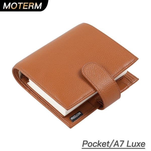 Moterm Luxe 20 Series Pocket Size Planner Pebbled Grain Leather A7 Notebook with 30MM Ring Mini Agenda Organizer Diary Notepad 260114BJ