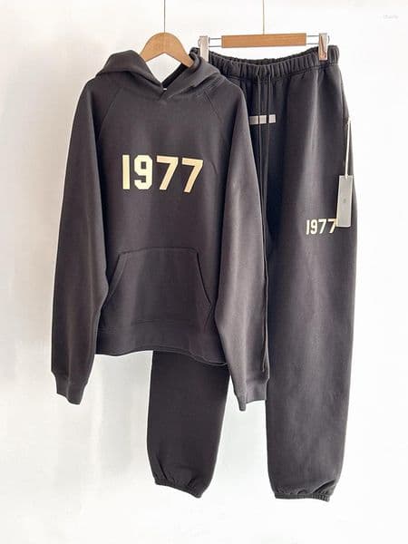 Mens Tracksuits In-Stock Fog Essential 22Ss Flocked 1977 Hooded Sweatshirt Matching Set Q260601