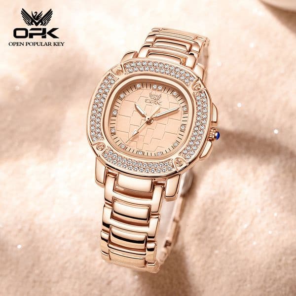 OPK brand new popular fashionable square women's watch waterproof night light bracelet quartz women's high-end luxury watch