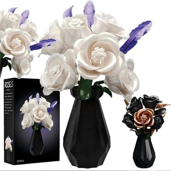 Home Decorations 2026black And White Rose Vase Wooden Flower Diy Decoration Ornament Model Valentine Day Gifts 260114