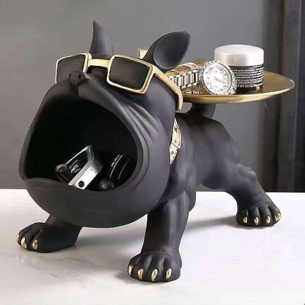 Valentine's Day 30cm Decor Bulldog Dog Statue Storage Box Animal Ornament Resin Craft Art Figurine Home Puppy Sculpture 26W0115