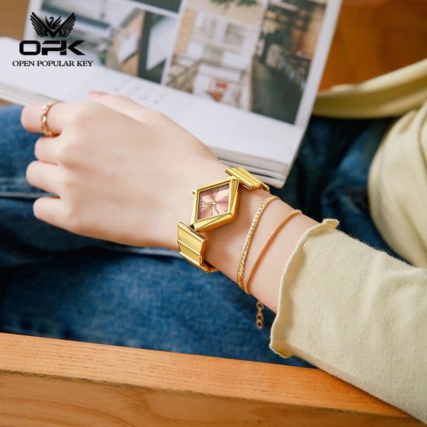 New OPK brand watch personalized fashion diamond quartz watch waterproof high-end luxury women's watch popular trend watch in Europe and America