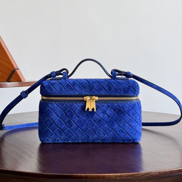 Crochet Soft Vanity Case Mirror Quality Designer Women Cross Body Purse Genuine Leather Zipper Closed Make Up Bags Luxury Cosmetic Shoulder Bag Mini Handbag
