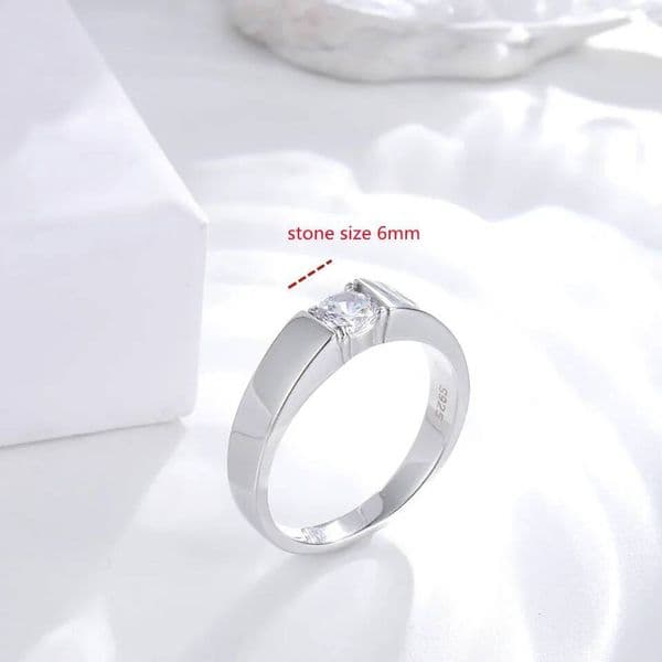 Buyee 925 Sterling Silver Wedding Light Zircon Simple Ring for Woman Man Fashion Classic Couples Fine Jewelry Circle
