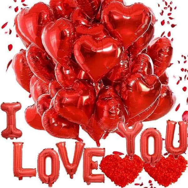 Valentine's Day Red Heart Shapded Ballons Simulated Rose Petal Valentine's Day Wedding Romantic Love Balloon Artificial Flower Party 26W0115