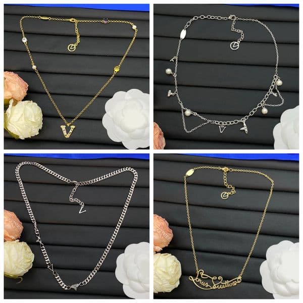 Necklace Designer Crystal Pendant Letter Women Chains Gold Plated Necklaces Choker Wedding Gifts Jewelry
