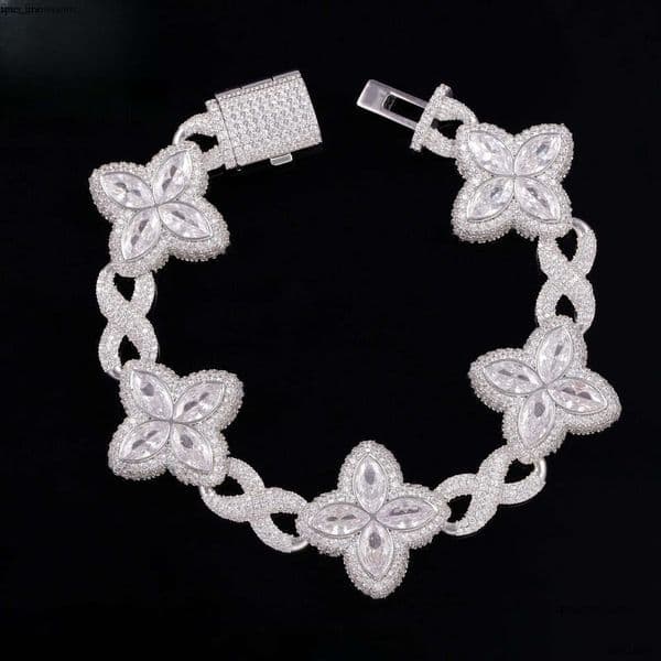 Yy New Design Iced Out Clovers Vvs Moissanite Cuban Chain 925 IGI Sterling Silver Fine Jewelry Bracelets for Men Women 83