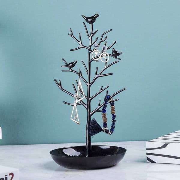 1pc Vintage Metal Bird Tree Shaped Jewelry Rack Necklace Bracelet Earrings Ring Display Storage Stand Jewellery Organizer ddmynov