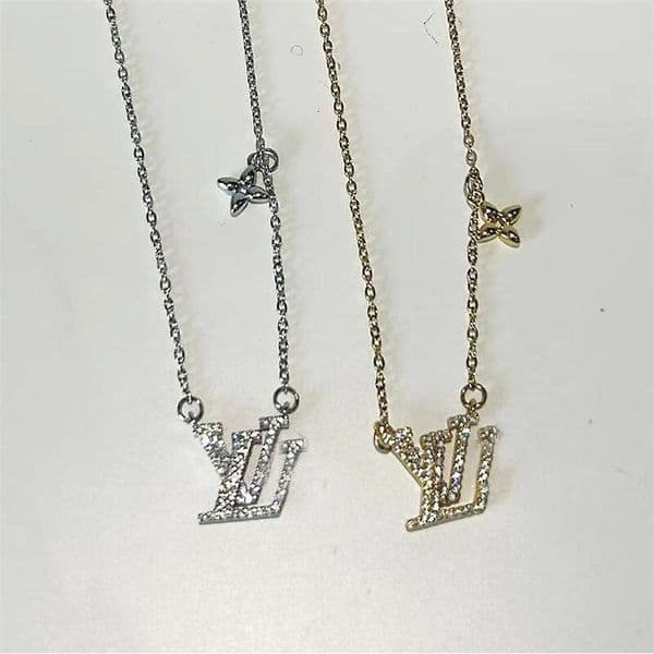 High Version L Letter Series Classic Full Diamond Zircon Necklace 18K Gold Plated Simple Versatile Unisex