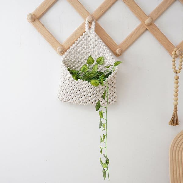 Cotton Macrame Pocket Hanger-Eco-Friendly Modern Simple Multifunction Kitchen Wall Hanging Storage