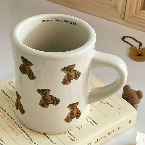 Cartoon Chocolate Bear Girl Retro Afternoon Tea Ceramic Mugs Cute Coffee Mug Cup 26H0116