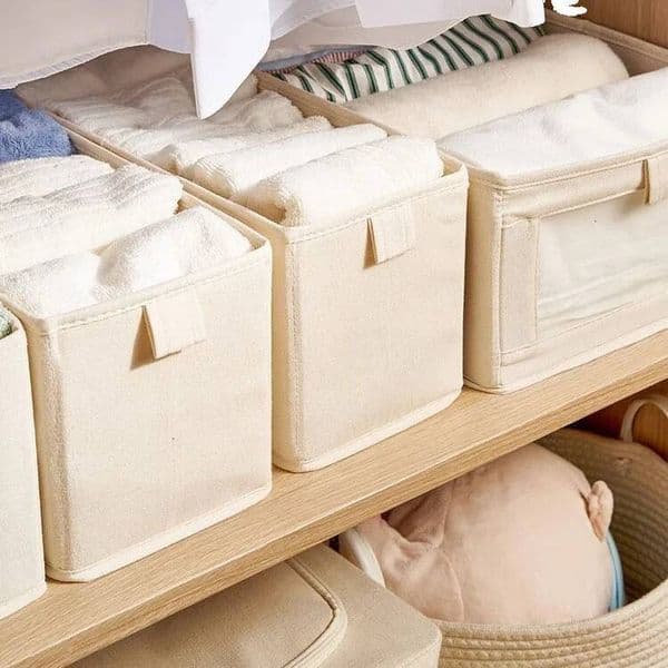 Hot-Selling Fabric No-Grid Box Cotton Linen Crevice Organizer Wardrobe Clothes Pants Layered Storage thumbnail 2