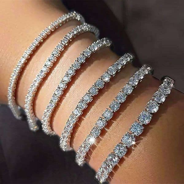 Valentine's Day Hip Hop Iced Out 3/4/5mm Crystal Tennis Bracelet for Men Homme Punk Zirconia Women's Chain on Hand Streetwear Trendy 26W0116