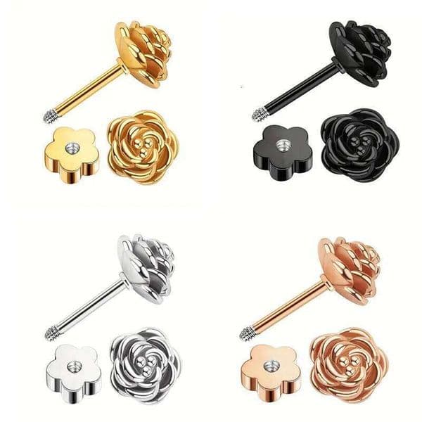 Valentine's Day 1 piece of vintage summer stainless steel is a simple rose stud earrings party jewelry gift for women 26H0115