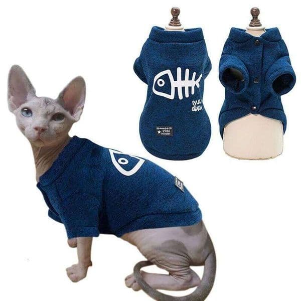 Fishbone Cat Clothes Winter Warm Pet Sweatshirt for Cats Dogs Puppy Clothing Ragdoll Sphynx Coat Chihuahua Poodle Jacket Apparel 26H0116