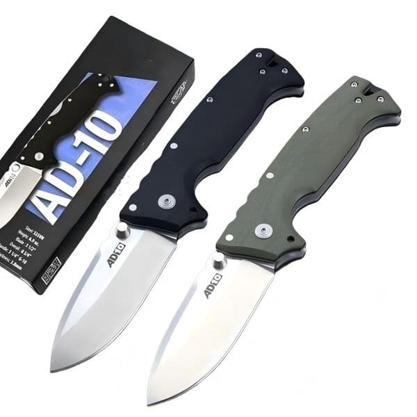AD10 Tactical Folding Knife S35VN Drop knife Point Satin Blade Black G10 + Stainless Steel Sheet Handle With Retail Box