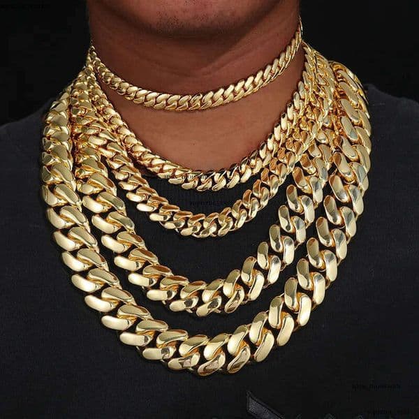 12mm-20mm Hip Hop Heavy Large Miami Cuban Link Chain Mens Necklace Real Gold Plated topBling 5A Zircon IGI Clasp Men Jewelry e7