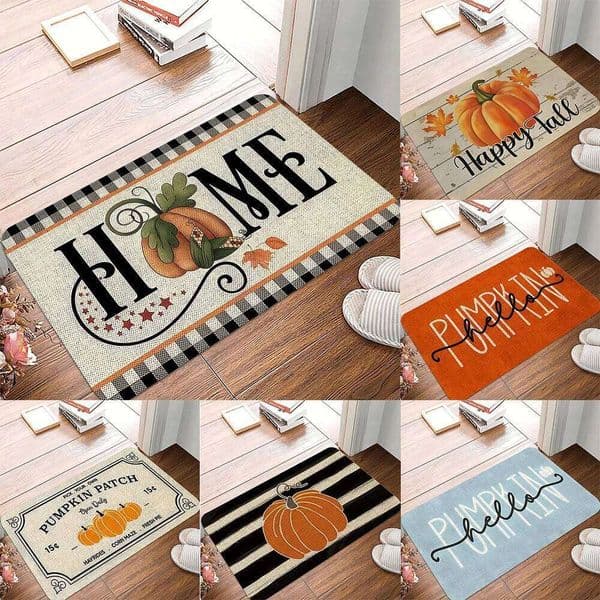 Happy Fall Yall Pumpkin Door Thanksgiving Autumn Scarecrow Non-Slip Welcome Decorative Seasonal Floor Mat for Indoor Outdoor 26H0116