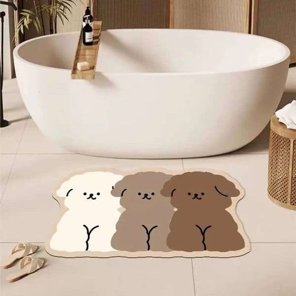 VIKAMA Diatom Mud Cartoon Puppy themed Mats: Ideal for Door, Bathroom, and Kitchen. They're easy to clean, enable dry - wet se 26H0116