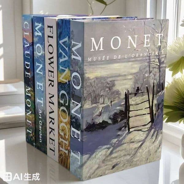 Van Gogh Monet Luxury Fake Book Oil Painting Decorative Books Box Abstract Coffee Table Bedroom Home Decor Sunflower Water Lily 26L0116