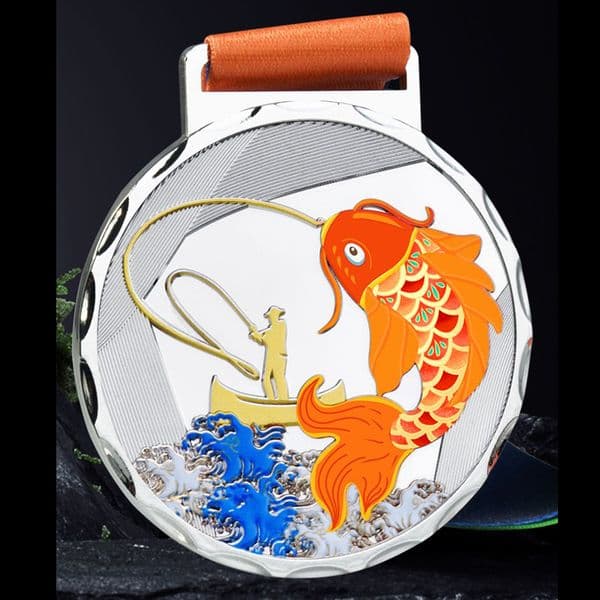 Customized Metal Fishing Medal, Gold, Silver, Bronze Team Activities Sports Sea Fishing Competition Creative Souvenir Medal 3Pcs