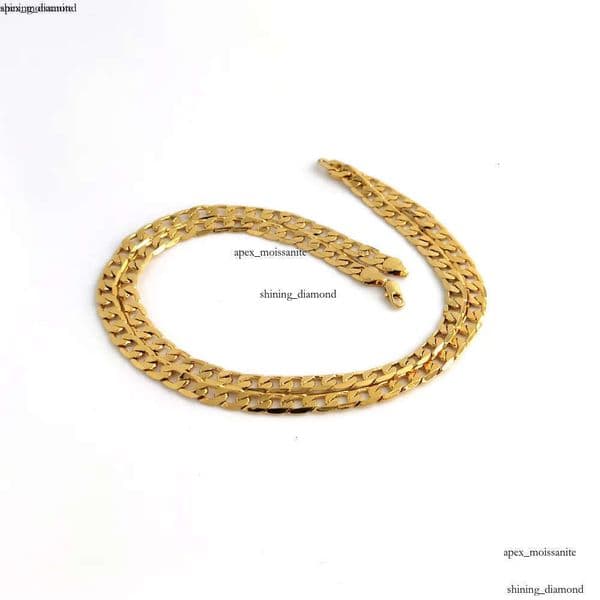 18K Solid Yellow GF Gold Curb Cuban IGI Link Chain Necklace HipHop Italian Stamp AU750 Men039s Women 7mm 750 MM 75 CM long 29 INC9428752