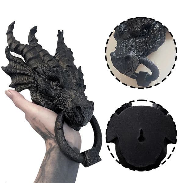 Dragon Door Knocker Goth Home Decor Gothic Home Dragon Wall Decor For Home Office Decor Dragon Head Statue Decoration 260106