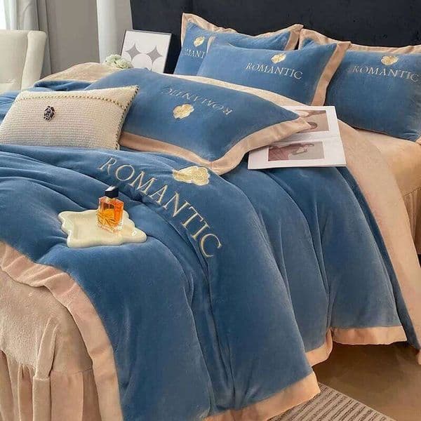 Milk fleece autumn four-piece set winter warmth, light luxury, small clear and cute style 26Y0116