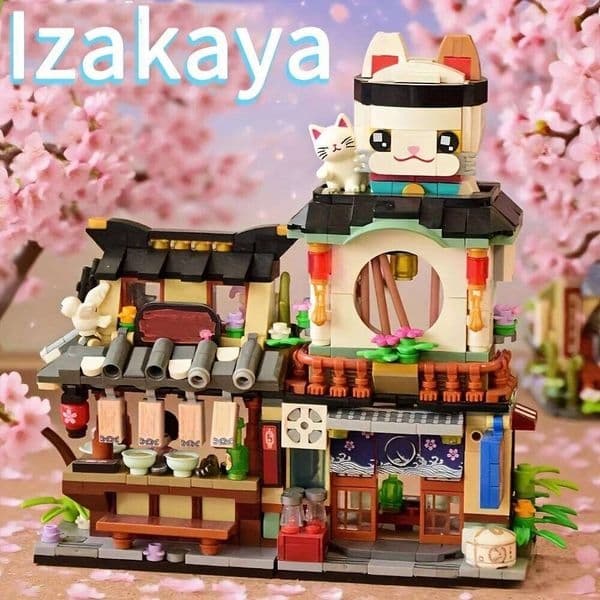 Izakaya Street Scene House Modular MOC Creative DIY Mini Blocks Building Model for Gifts