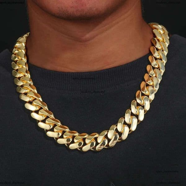 12mm-20mm Hip IGI Hop Heavy Large Miami Cuban Link Chain Mens Necklace Real Gold Plated topBling 5A Zircon Clasp Men Jewelry