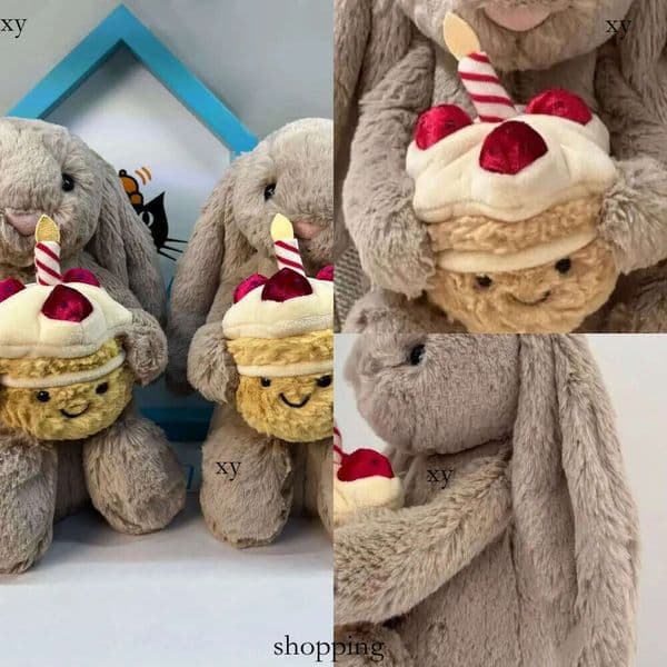 Dolls New Hing Bonnie Toy Birthday Cake Plush Shy Rabbit Cute Soothing Doll Bashful Beige Bunny 6 'Birthday'Jelly CatJelly CatNew jelly cat doll78