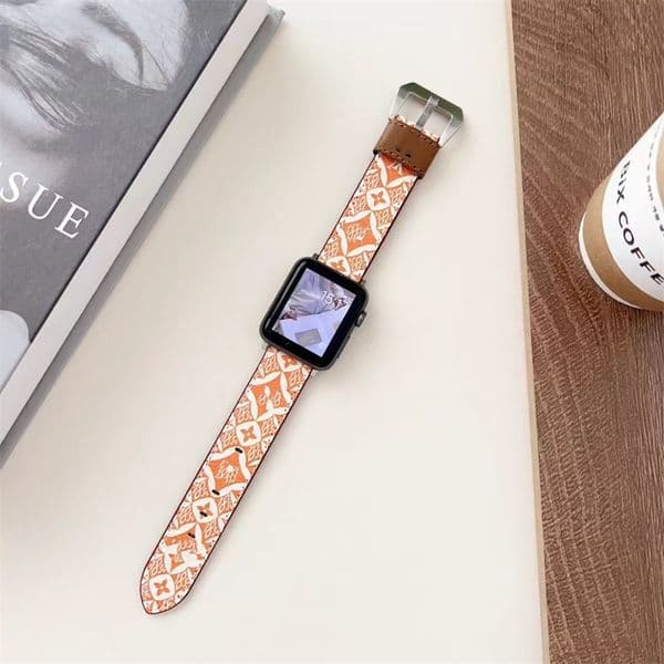 Fashion Designer Watchbands Straps for Apple Watch 10 9 8 7 6 Straps Replacement watchband Luxury Leather black flower Bands iWatch Series 38/40/41/42/43/44/45/46/49mm