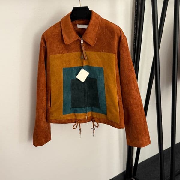 Vintage Suede Polo Jacket For Women Street Style Thicken Zipper Outerwear Designer Casual Pocket Jacket