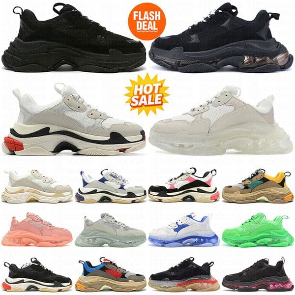 Designer platform shoes 17FW triple s men women clear sole luxury casual sneakers Paris white black green pink outdoor sports mens trainers