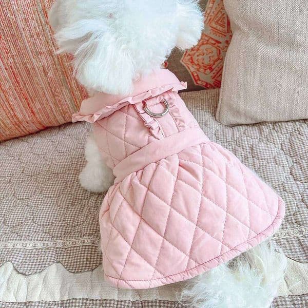 Winter Clothes Comfortable Keep Warmth Ruffles Sweet Princess Dog Dress For Bichon Poodle Schnauzer Maltese Outfit 26Y0116