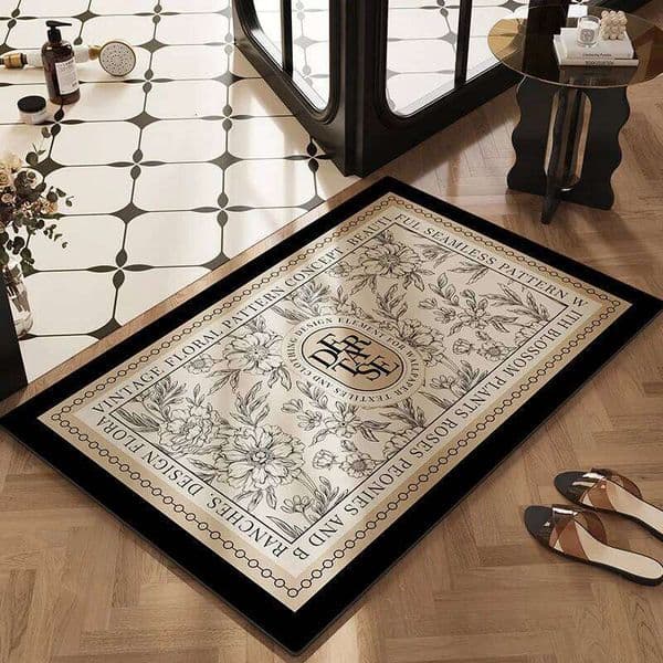 French Country Style Diatom Mud Rug Kitchen Bathroom Shower Absorbent Non-Slip Foot Entry Door Mat 26H0116