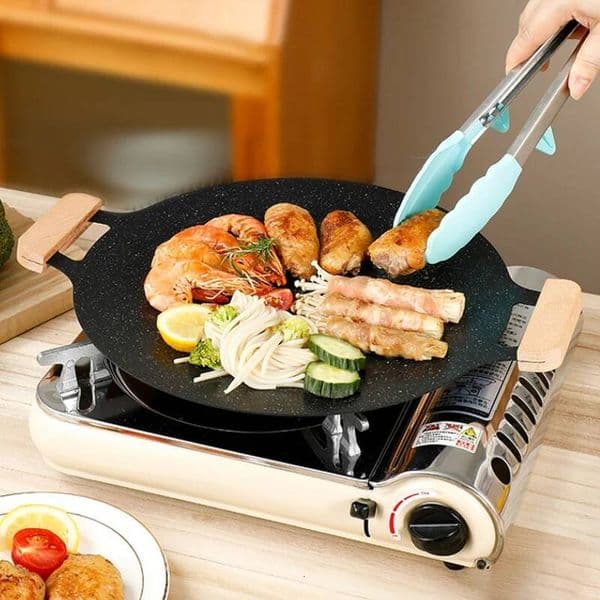 Bestseller Korean BBQ Grill Pan Non-Stick Round Griddle Indoor Outdoor Cooking Portable Camping Skillet Hot Plate for Eggs Meat ddmytues